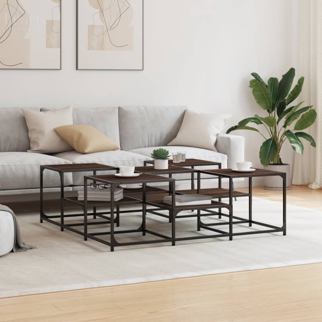 Stolić za kavu smeđa boja hrasta 121x121x40cm konstruirano drvo
