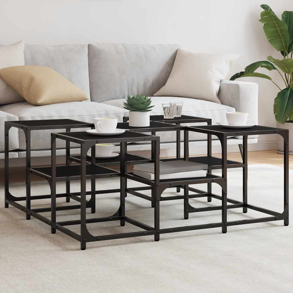 Stolić za kavu crni 91 x 91 x 40 cm od konstruiranog drva