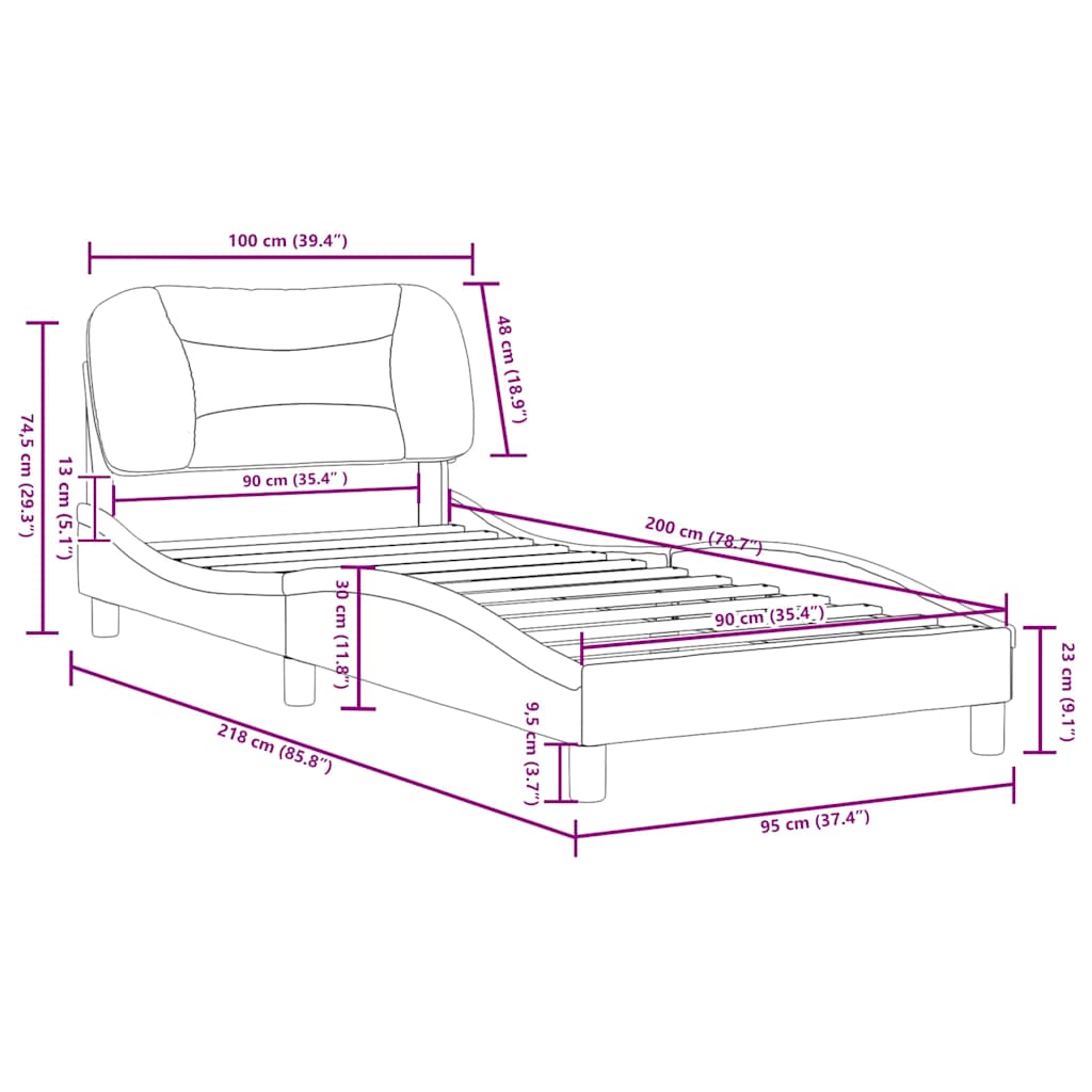Okvir za krevet bez madraca Hvar plava 90x200cm od tkanine