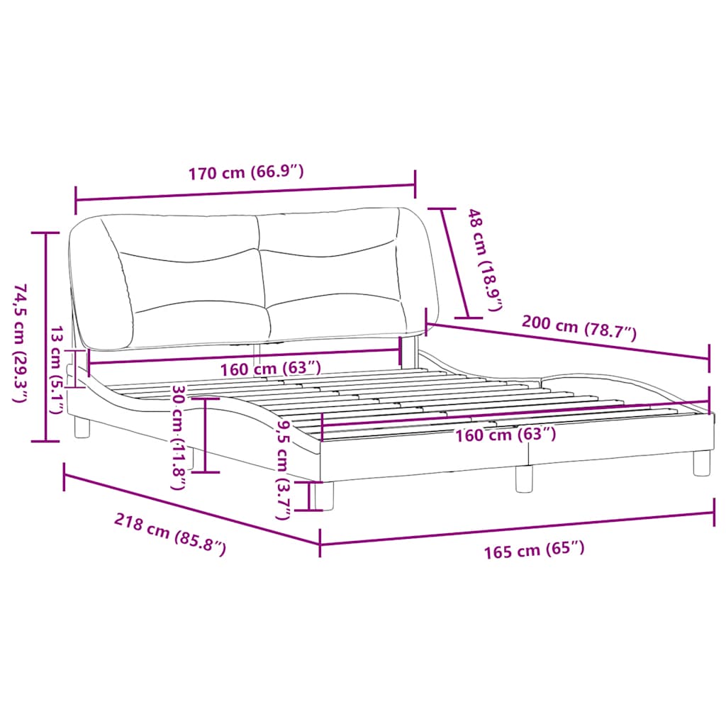 Okvir za krevet bez madraca Hvar crni 160x200 cm od tkanine