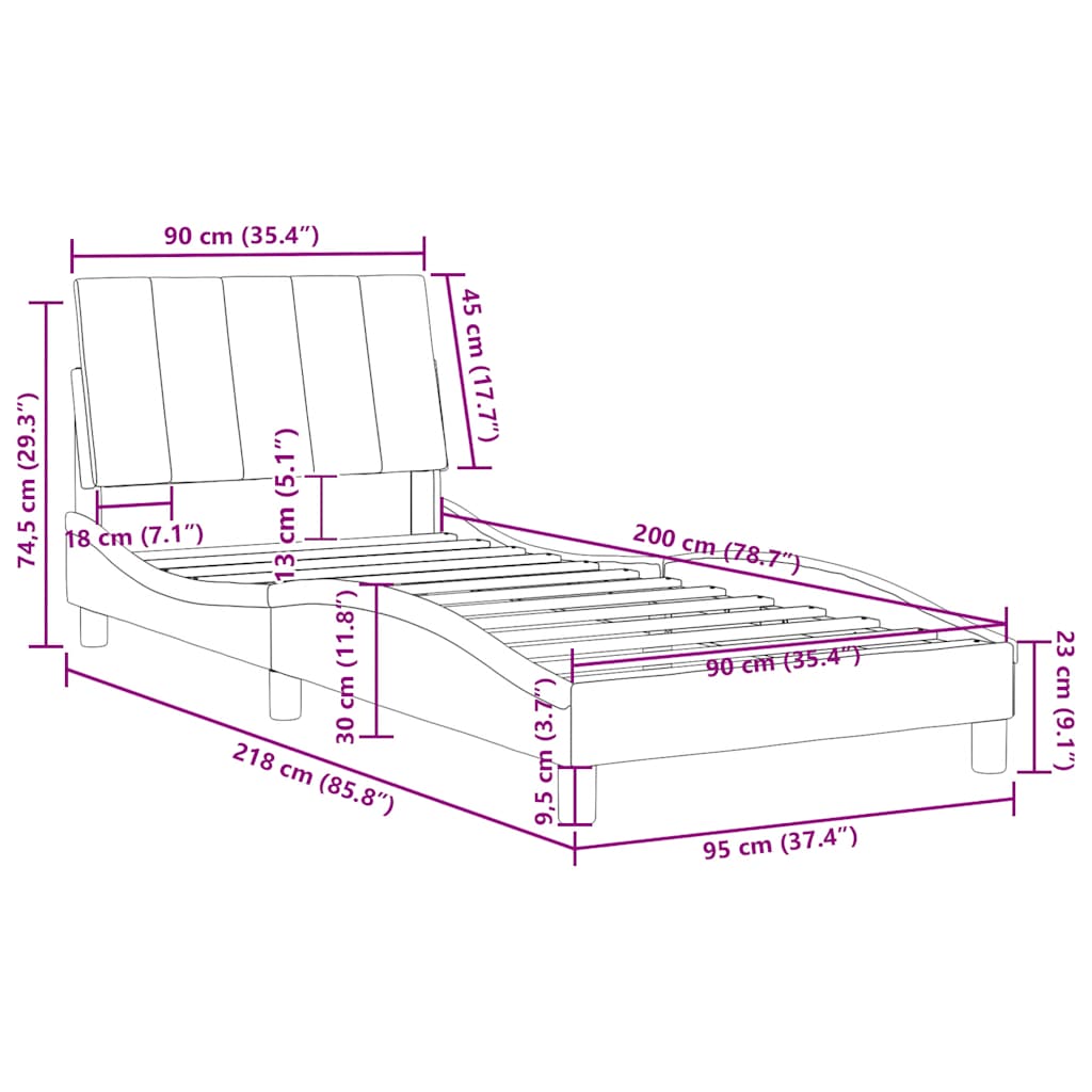 Okvir za krevet bez madraca Hanko plavi 90 x 200 cm baršunasti
