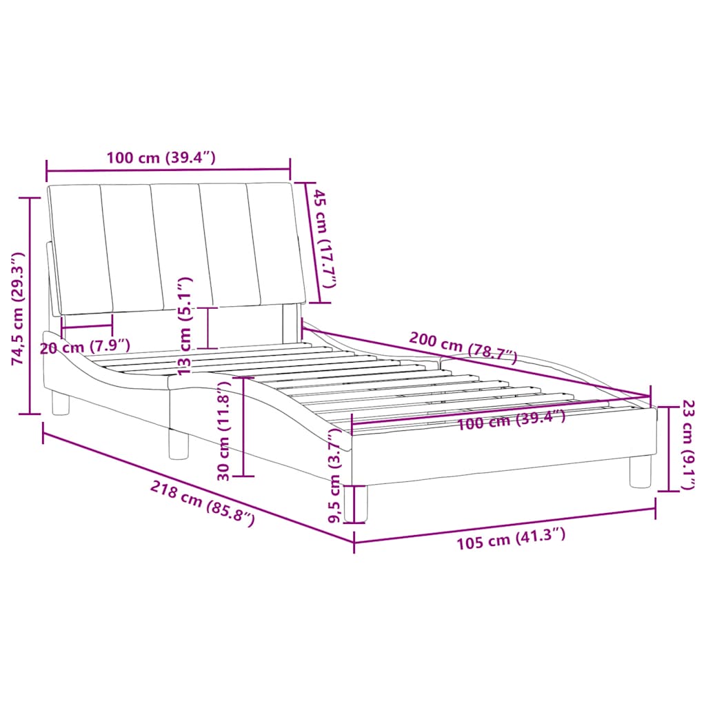 Okvir za krevet bez madraca Hanko tamnozeleni 100x200 cm baršunasti