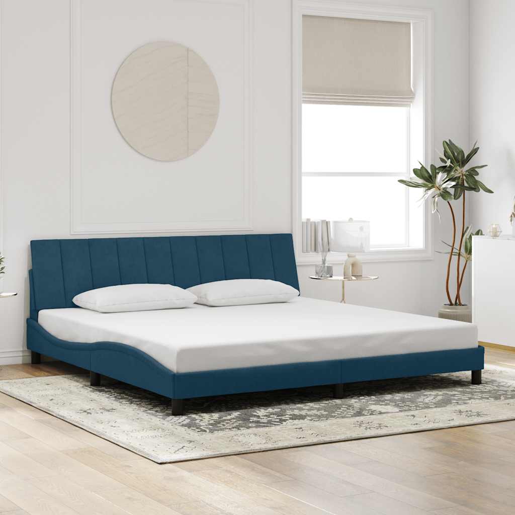 Okvir za krevet bez madraca Hanko plavi 200x200 cm baršunasti