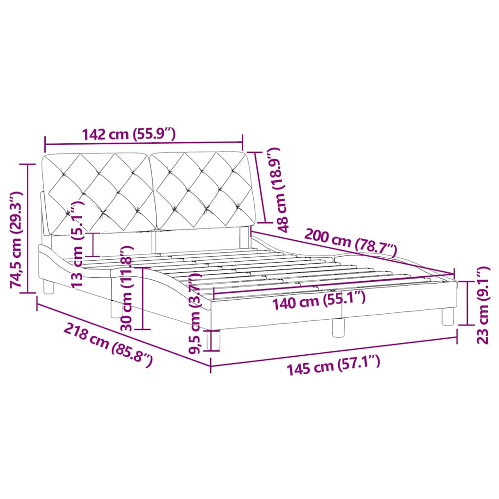 Okvir za krevet bez madraca tamnozeleni 140x200 cm baršunasti