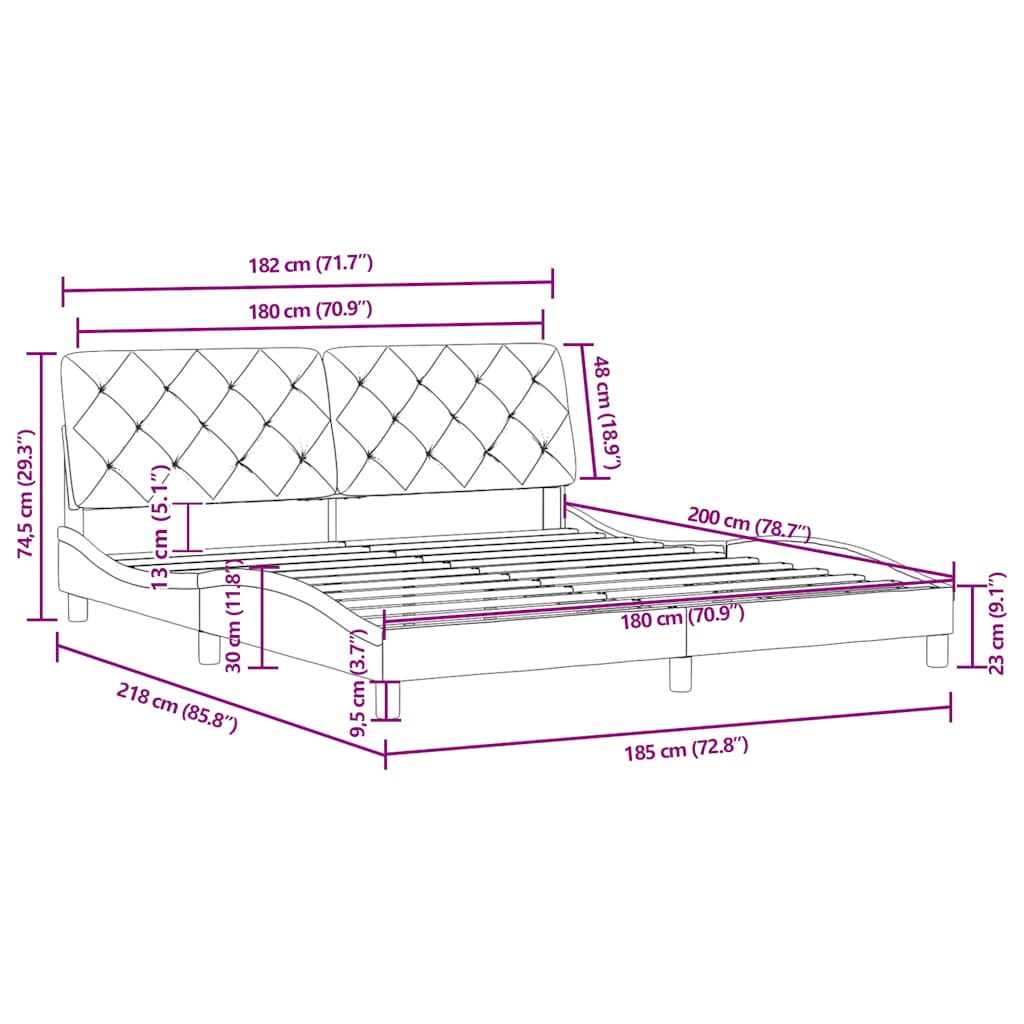 Okvir kreveta bez madraca svjetlosivi 180x200 cm baršunasti