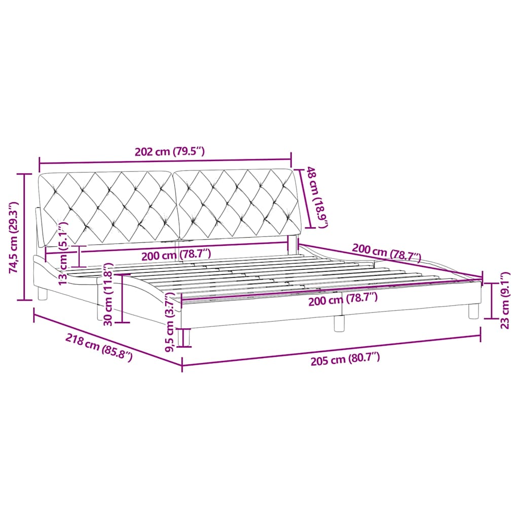 Okvir za krevet bez madraca svjetlosivi 200 x 200 cm baršunasti