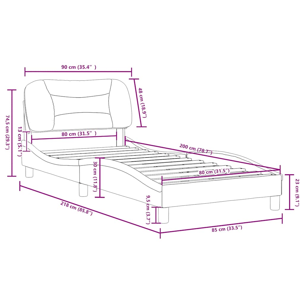 Okvir za krevet bez madraca Hvar sivi 80 x 200 cm od umjetne kože