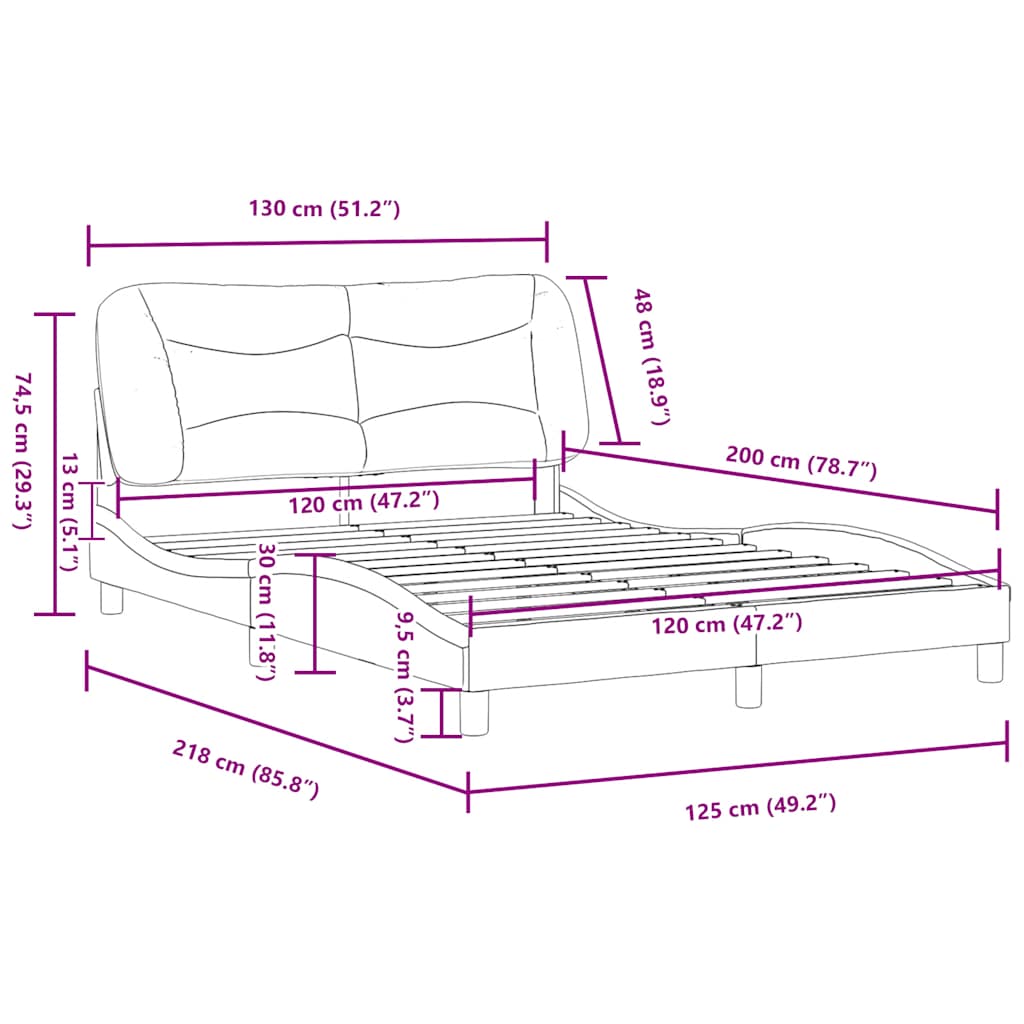 Okvir za krevet bez madraca Hvar bijeli 120x200 cm od umjetne kože