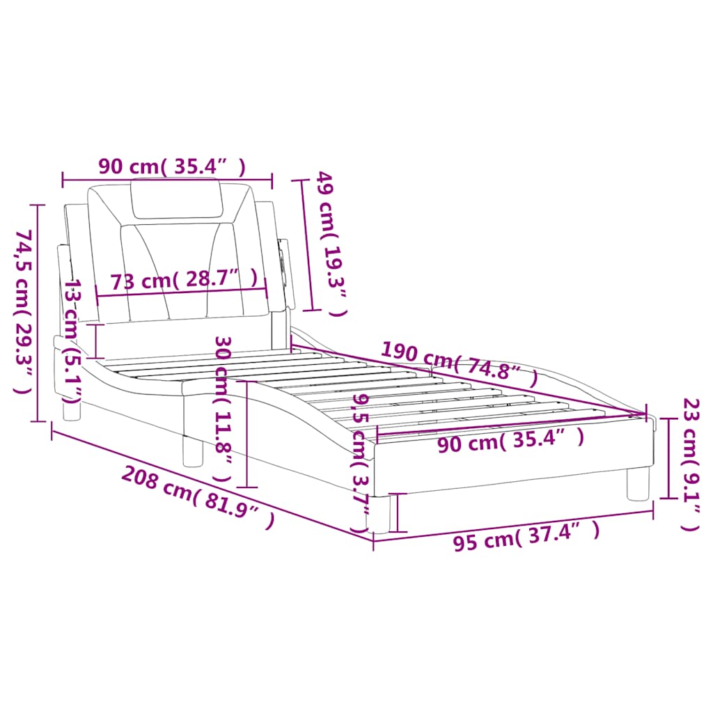 Okvir za krevet Viana bez madraca crni 90x190 cm od umjetne kože