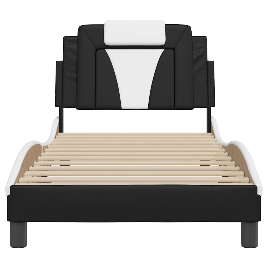 Okvir za krevet Viana bez madraca crno-bijeli 90x190 cm umjetna koža