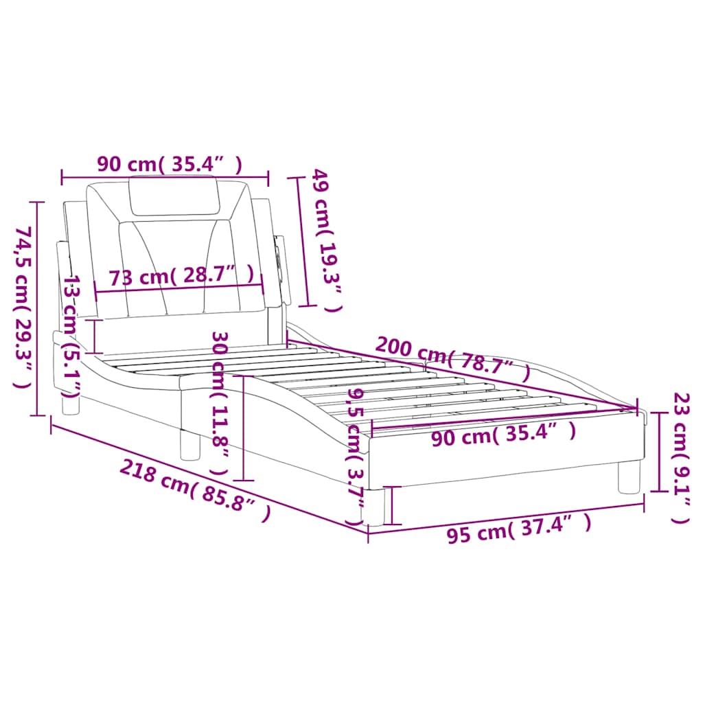 Okvir za krevet Viana bez madraca bijela 90x200 cm od umjetne kože