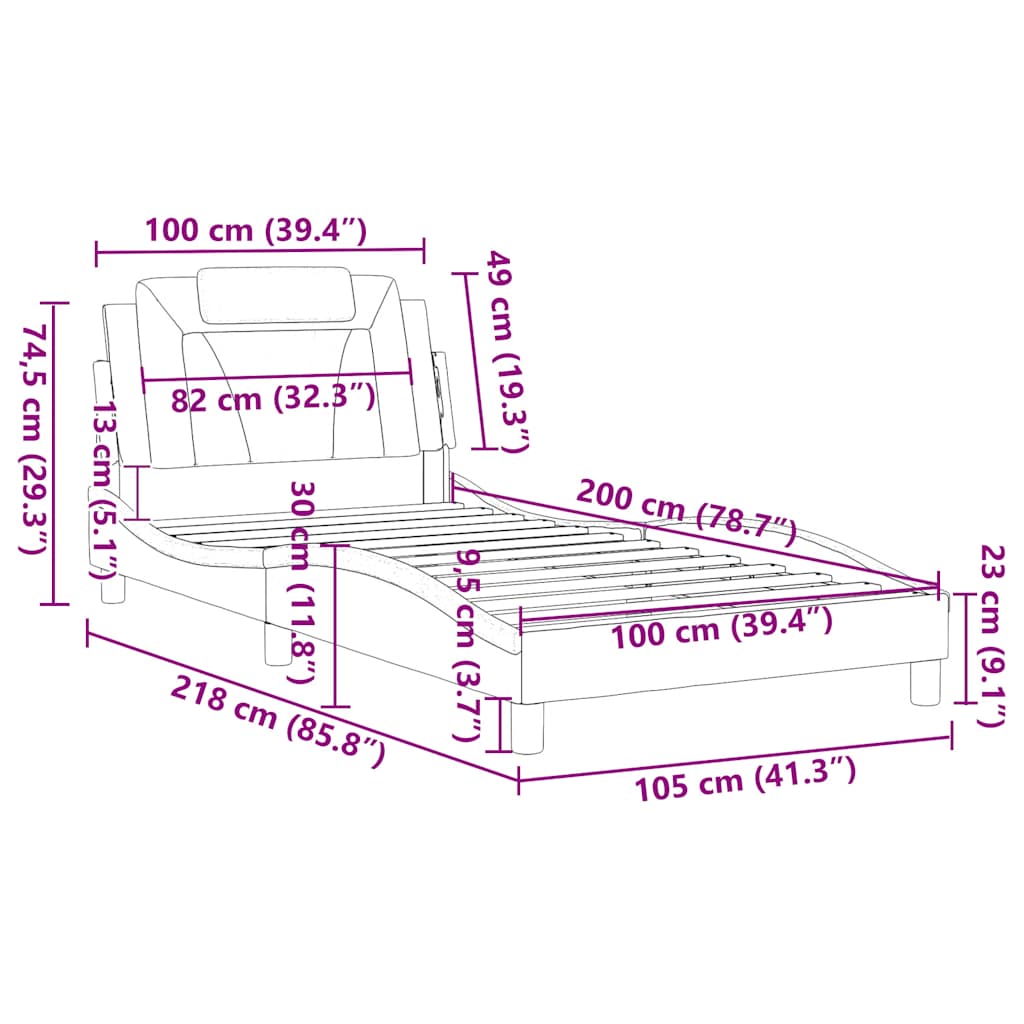 Okvir za krevet Viana bez madraca bijeli 100x200 cm od umjetne kože