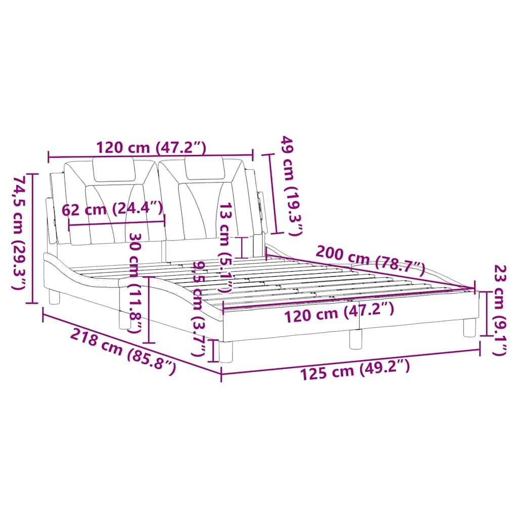 Okvir za krevet Viana bez madraca bijeli 120x200 cm od umjetne kože