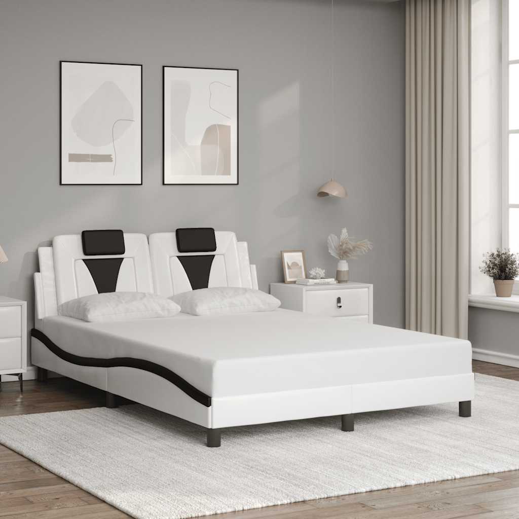 Okvir kreveta Viana bez madraca bijelo-crni 140x200 cm umjetna koža
