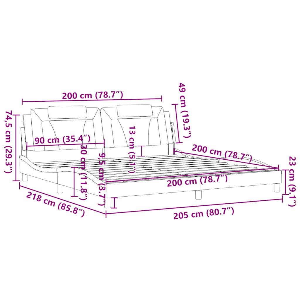 Okvir za krevet Viana bez madraca bijeli 200x200 cm od umjetne kože