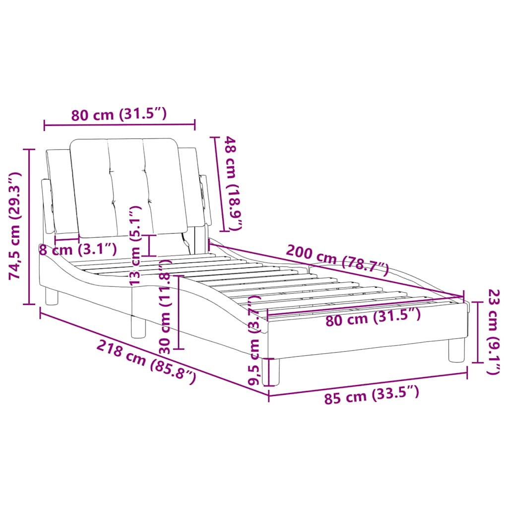 Okvir za krevet bez madraca Zadar bijeli 80 x 200 cm od umjetne kože