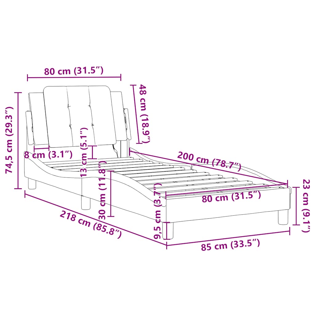 Okvir za krevet bez madraca Zadar sivi 80 x 200 cm od umjetne kože