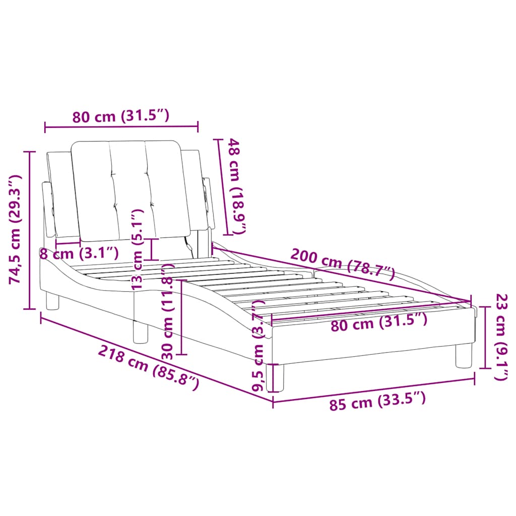 Okvir za krevet bez madraca Zadar cappuccino 80x200 cm umjetna koža