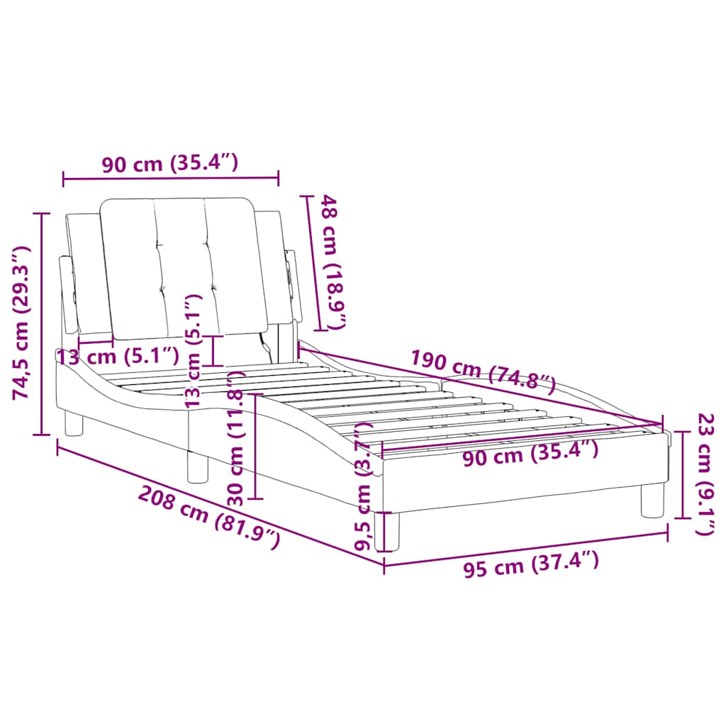 Okvir za krevet bez madraca Zadar bijeli 90x190 cm od umjetne kože