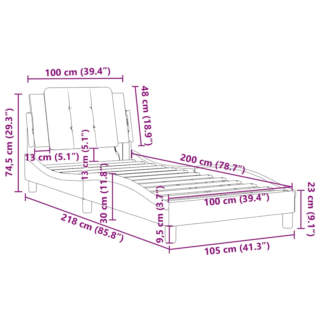 Okvir za krevet bez madraca Zadar sivi 100x200 cm od umjetne kože