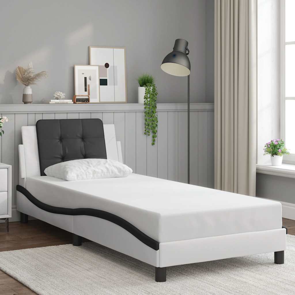 Okvir za krevet bez madraca Zadar bijelo-crni 100x200cm umjetna koža