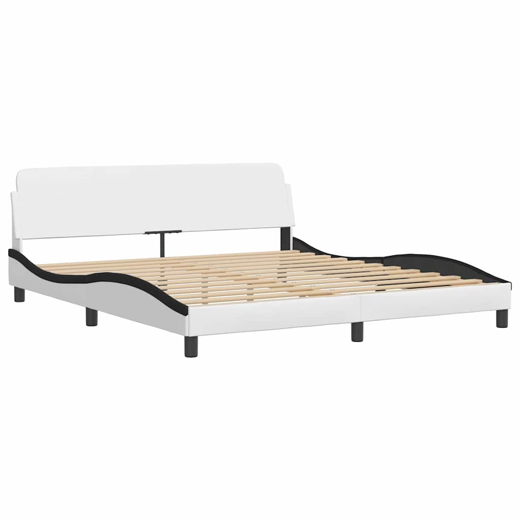 Okvir za krevet bez madraca Zadar bijelo-crni 180x200cm umjetna koža