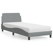 Krevet s madracem Dover svjetlosivi 80x200cm tkanina