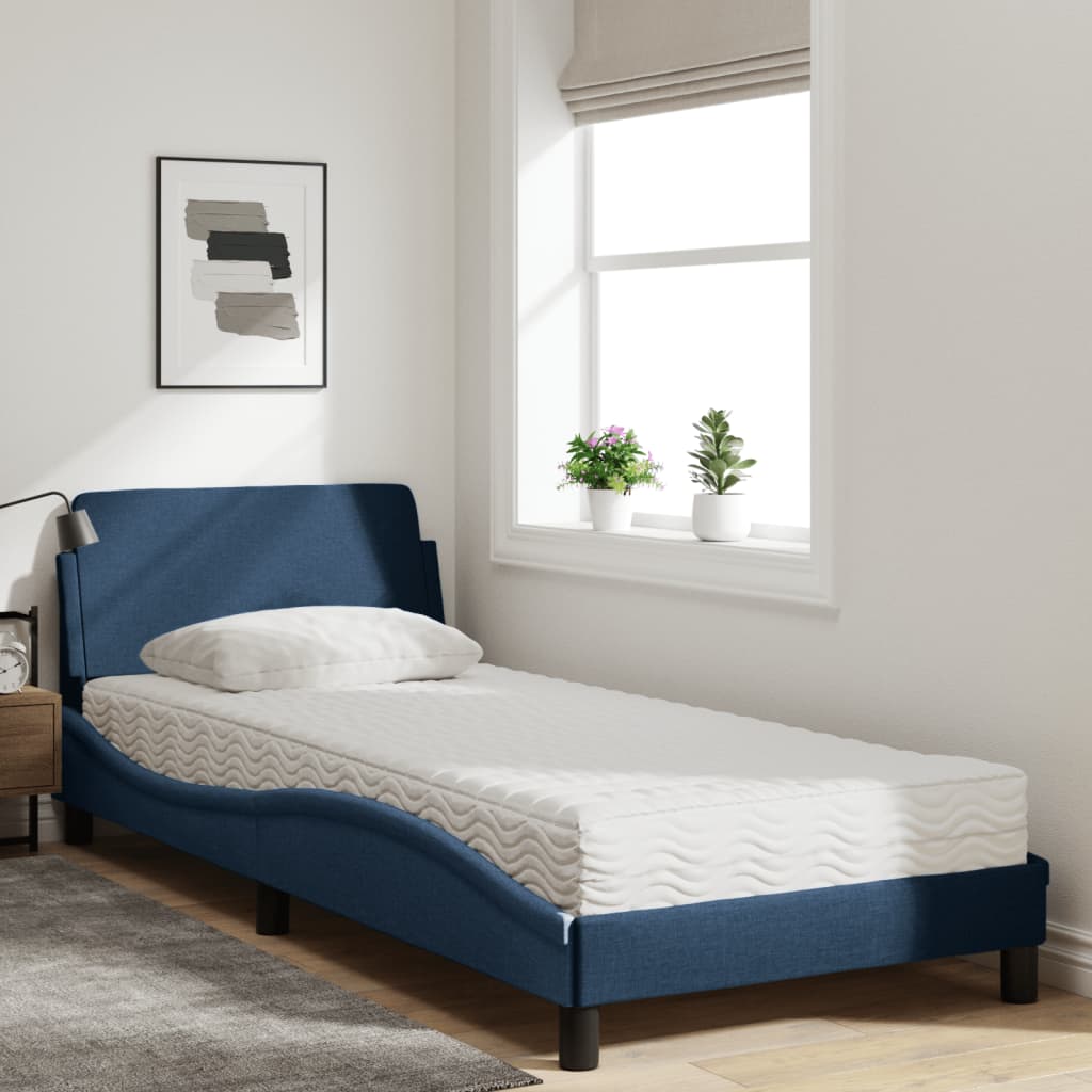 Krevet s madracem Dover plavi 80x200 cm od tkanine