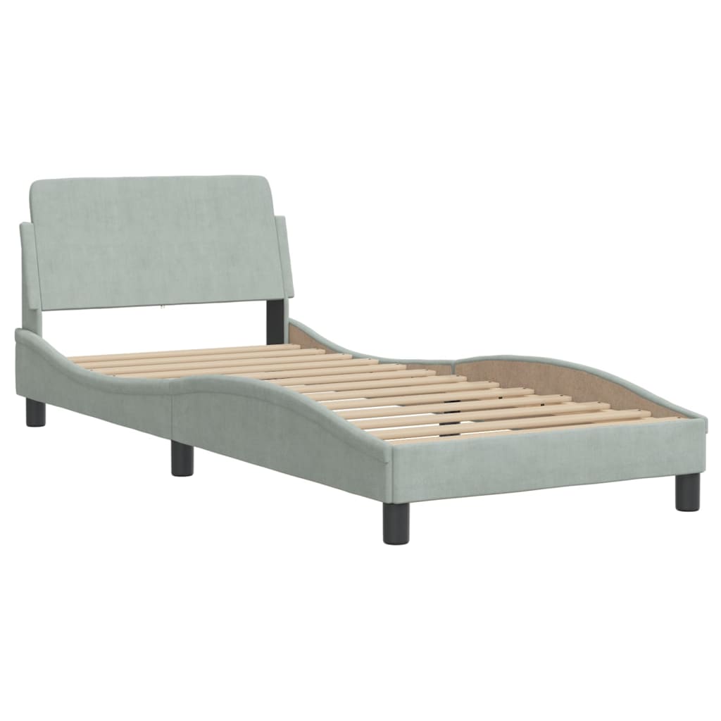 Krevet s madracem Dover svjetlosivi 80 x 200 cm baršunasti
