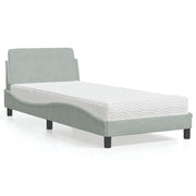Krevet s madracem Dover svjetlosivi 80 x 200 cm baršunasti