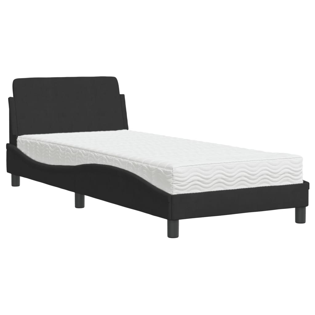 Krevet s madracem Dover crni 80 x 200 cm baršunasti