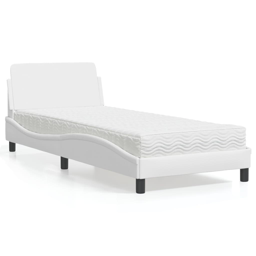 Krevet s madracem Dover bijeli 80 x 200 cm od umjetne kože