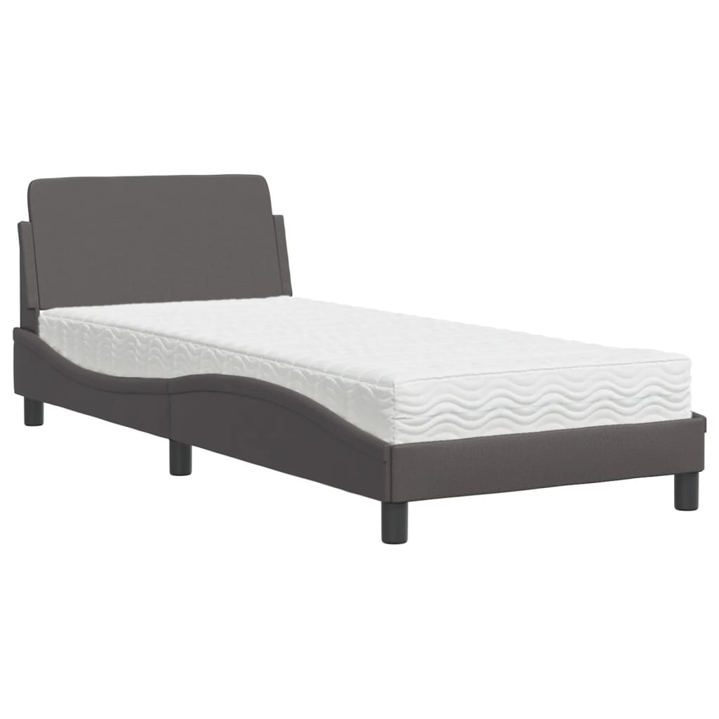 Krevet s madracem Dover sivi 80 x 200 cm od umjetne kože