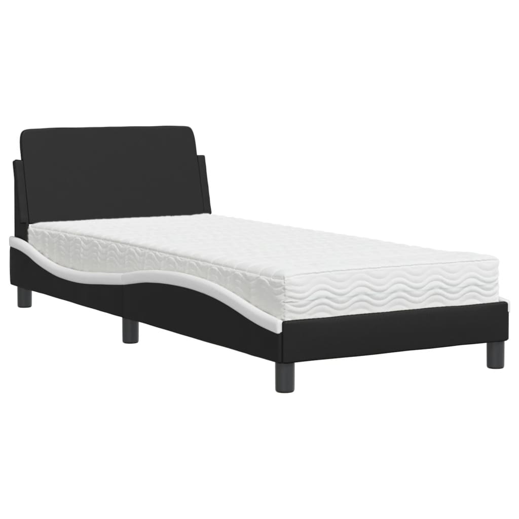 Krevet s madracem Dover crno-bijeli 80 x 200 cm od umjetne kože