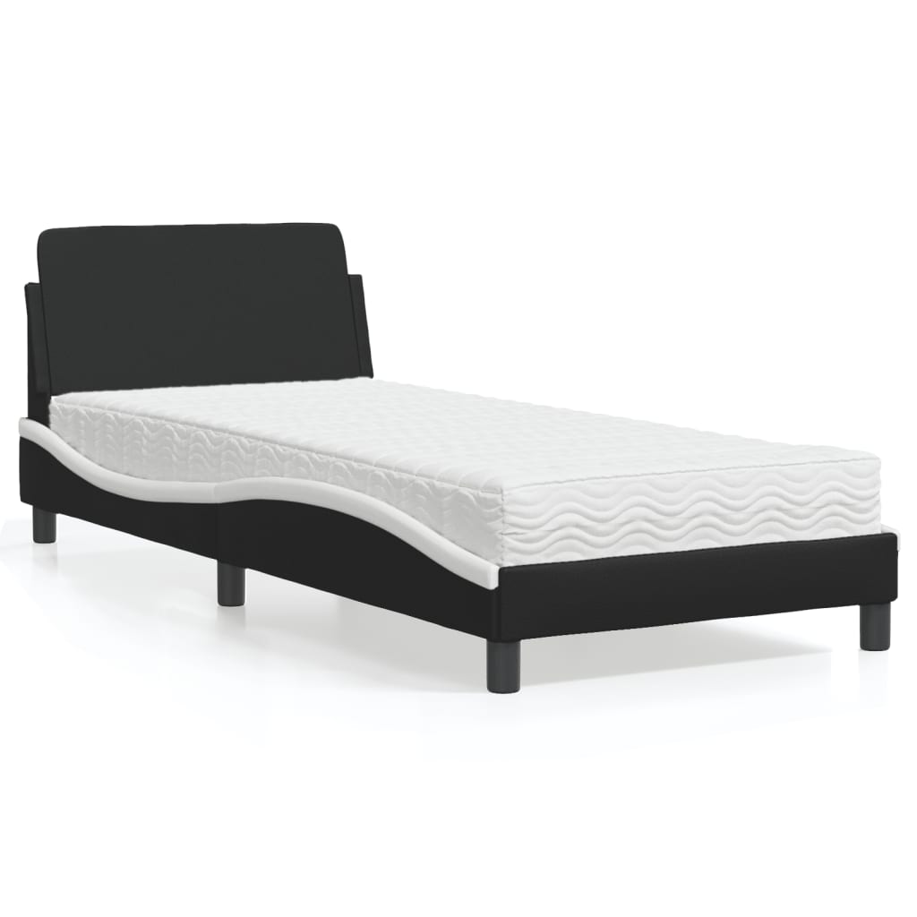 Krevet s madracem Dover crno-bijeli 80 x 200 cm od umjetne kože