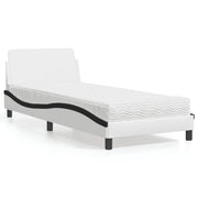 Krevet s madracem Dover bijelo-crni 80 x 200 cm od umjetne kože