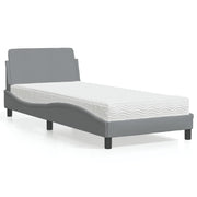 Krevet s madracem Dover svjetlosivi 90x190 cm od tkanine