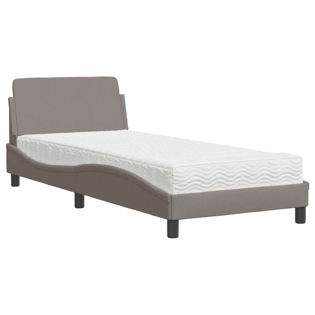 Krevet s madracem Dover smeđesivi 90x190 cm od tkanine