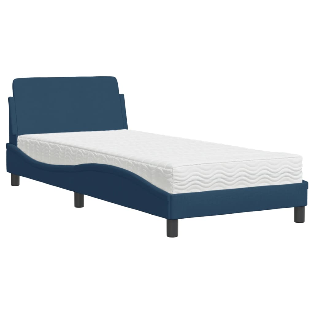 Krevet s madracem Dover plavi 90 x 190 cm od tkanine