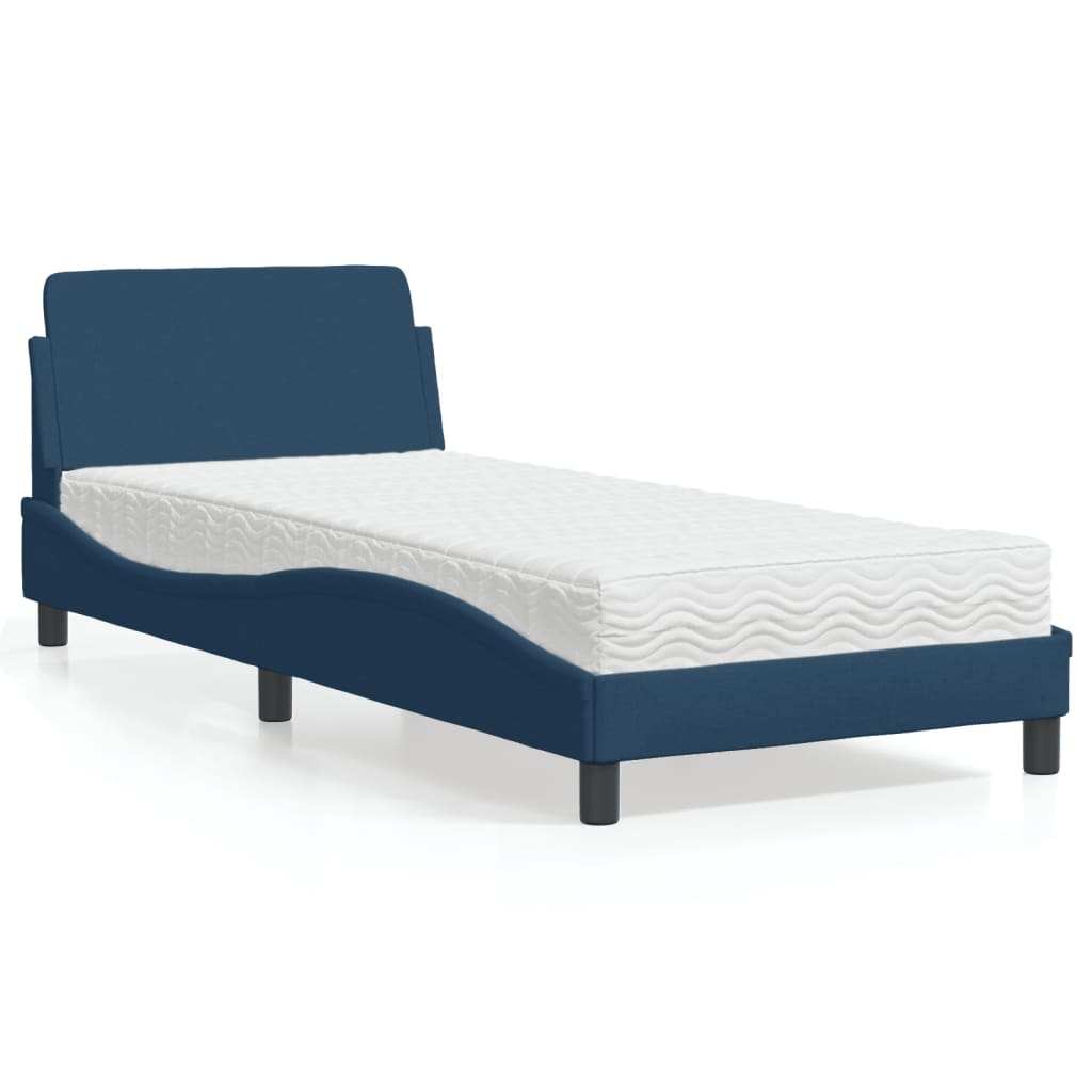 Krevet s madracem Dover plavi 90 x 190 cm od tkanine