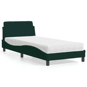 Krevet s madracem Dover tamnozeleni 90x190 cm baršunasti
