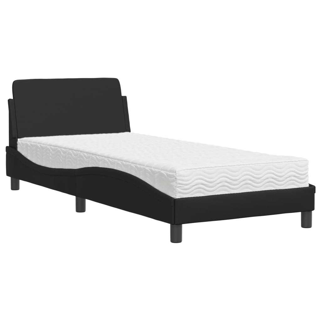 Krevet s madracem Dover crni 90x190 cm od umjetne kože