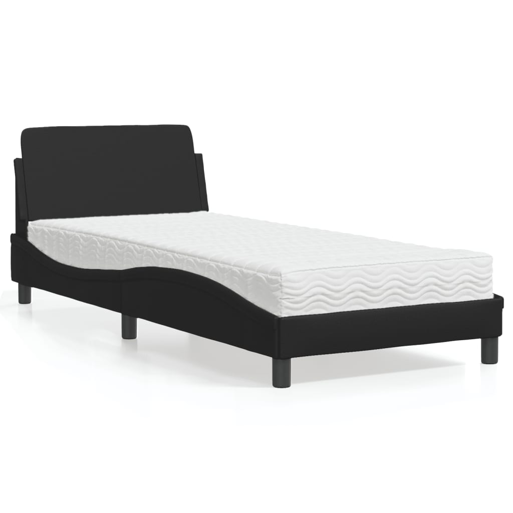 Krevet s madracem Dover crni 90x190 cm od umjetne kože