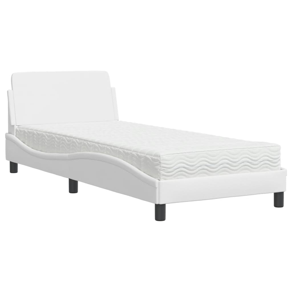Krevet s madracem Dover bijeli 90 x 190 cm od umjetne kože