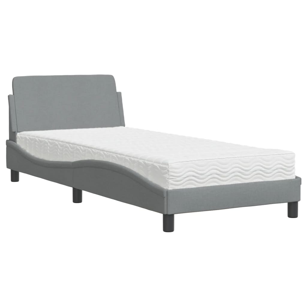 Krevet s madracem Dover svjetlosivi 90x200cm tkanina