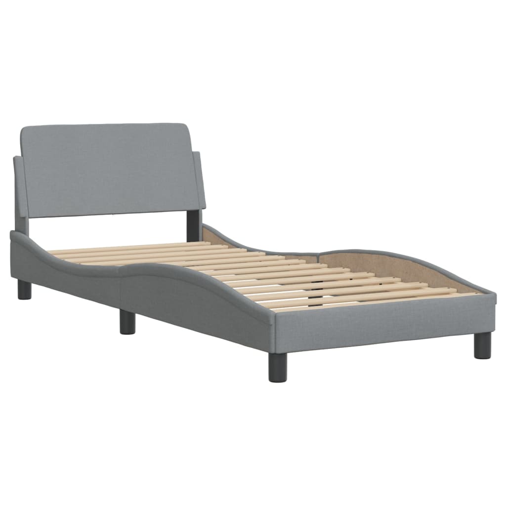 Krevet s madracem Dover svjetlosivi 90x200cm tkanina