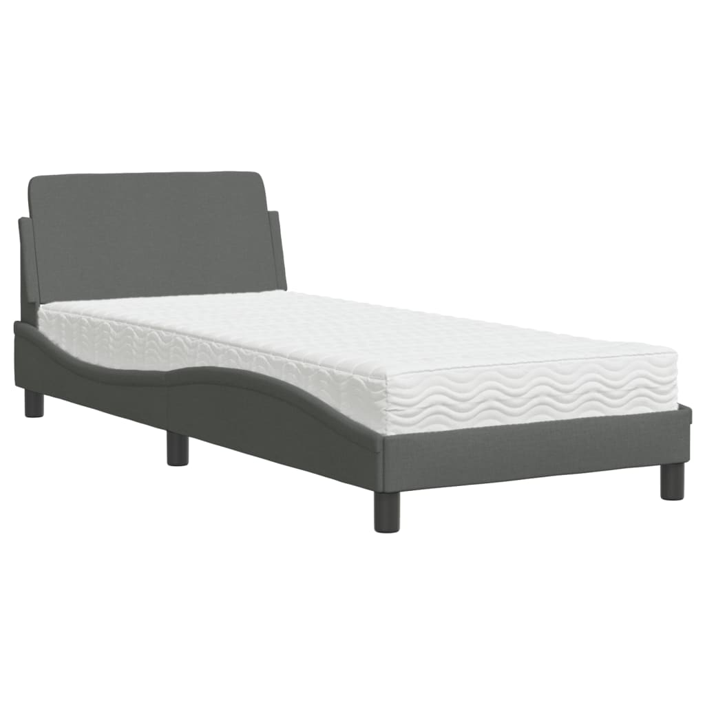 Krevet s madracem Dover tamnosivi 90x200 cm od tkanine