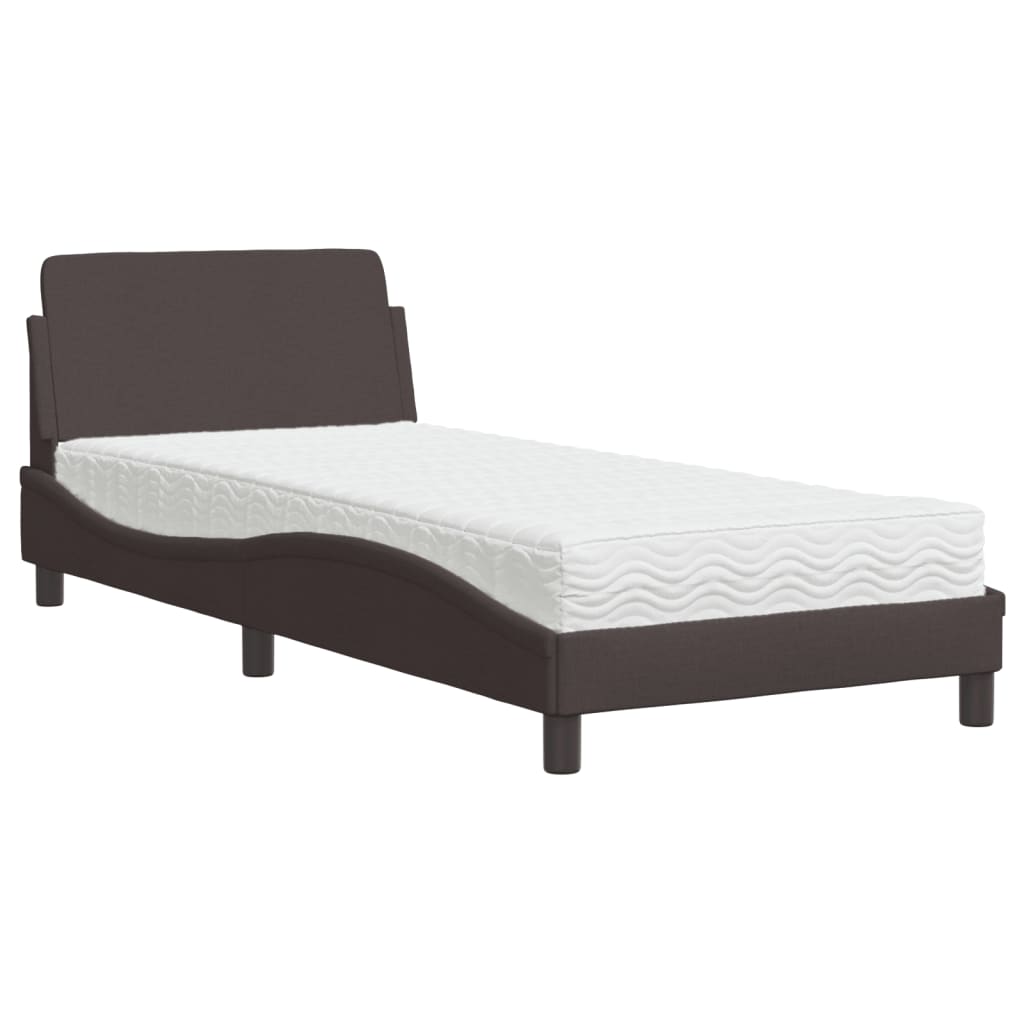 Krevet s madracem Dover tamnosmeđi 90 x 200 cm od tkanine