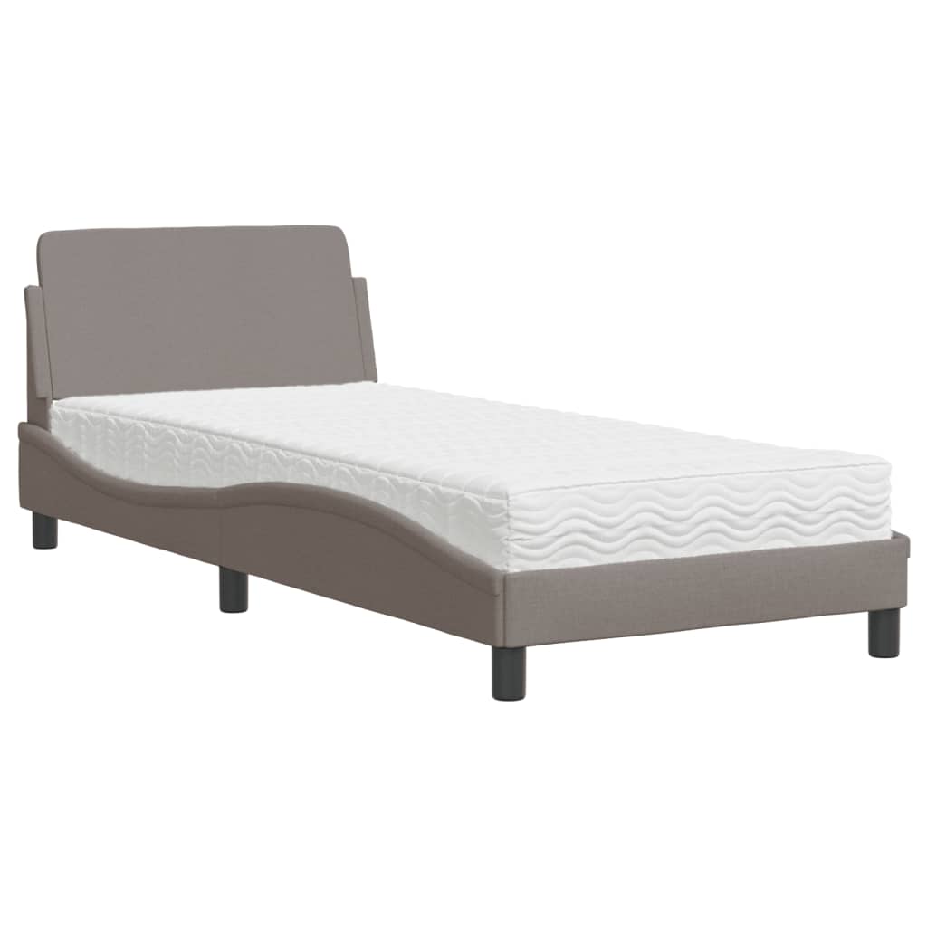 Krevet s madracem Dover smeđesivi 90x200 cm od tkanine