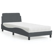 Krevet s madracem Dover tamnosivi 90x200 cm baršunasti